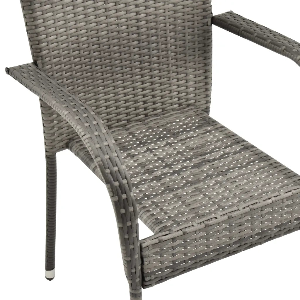 Set da Pranzo da Giardino 5 pz | Set Salotto da Giardino Grigio in Polyrattan