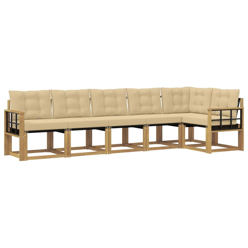 Set di divani da esterno con cuscino 6 pcs Bianco e Beige