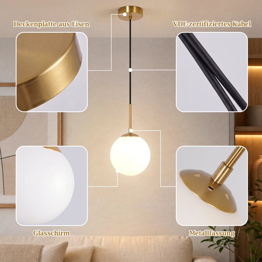 ZMH Lampada a Sospensione 1 Luce Vetro G9 Moderna per Camera Soggiorno senza lampadine