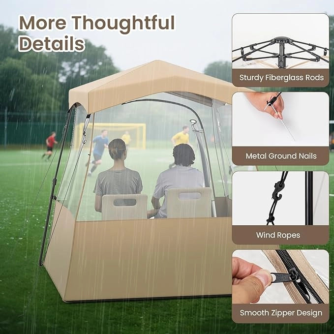 Tenda sportiva, tenda trasparente con visuale libera, telaio robusto e borsa per il trasporto, tenda da campeggio per esterni, tenda a bolla pop-up per guardare gli sport, fare il tifo, campeggiare (180 x 135 x 175 cm)