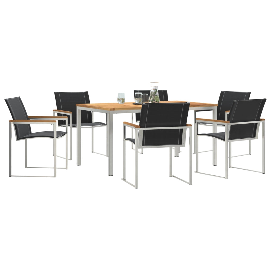 Set da Pranzo da Giardino 7 Pezzi in Legno di Acacia
