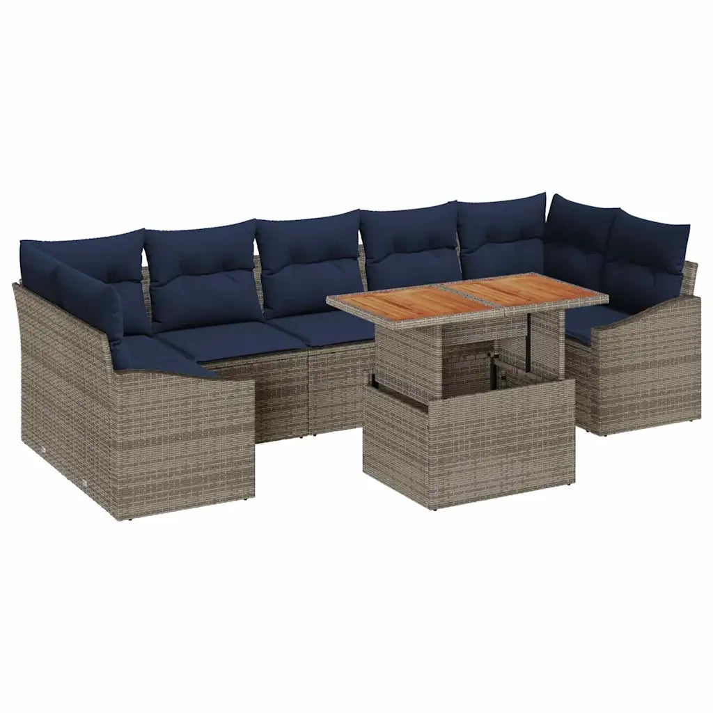 Set Divano da Giardino 8 pcs Grigio Poly Rattan 3358544