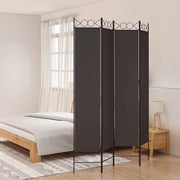 Divisorio a 4 Pannelli Marrone 160x220 cm in Tessuto 350167