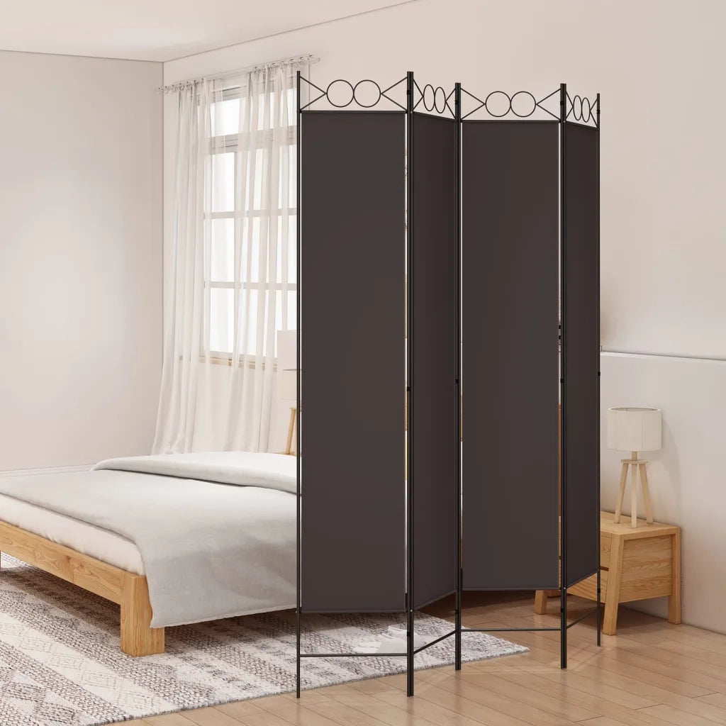 Divisorio a 4 Pannelli Marrone 160x220 cm in Tessuto 350167