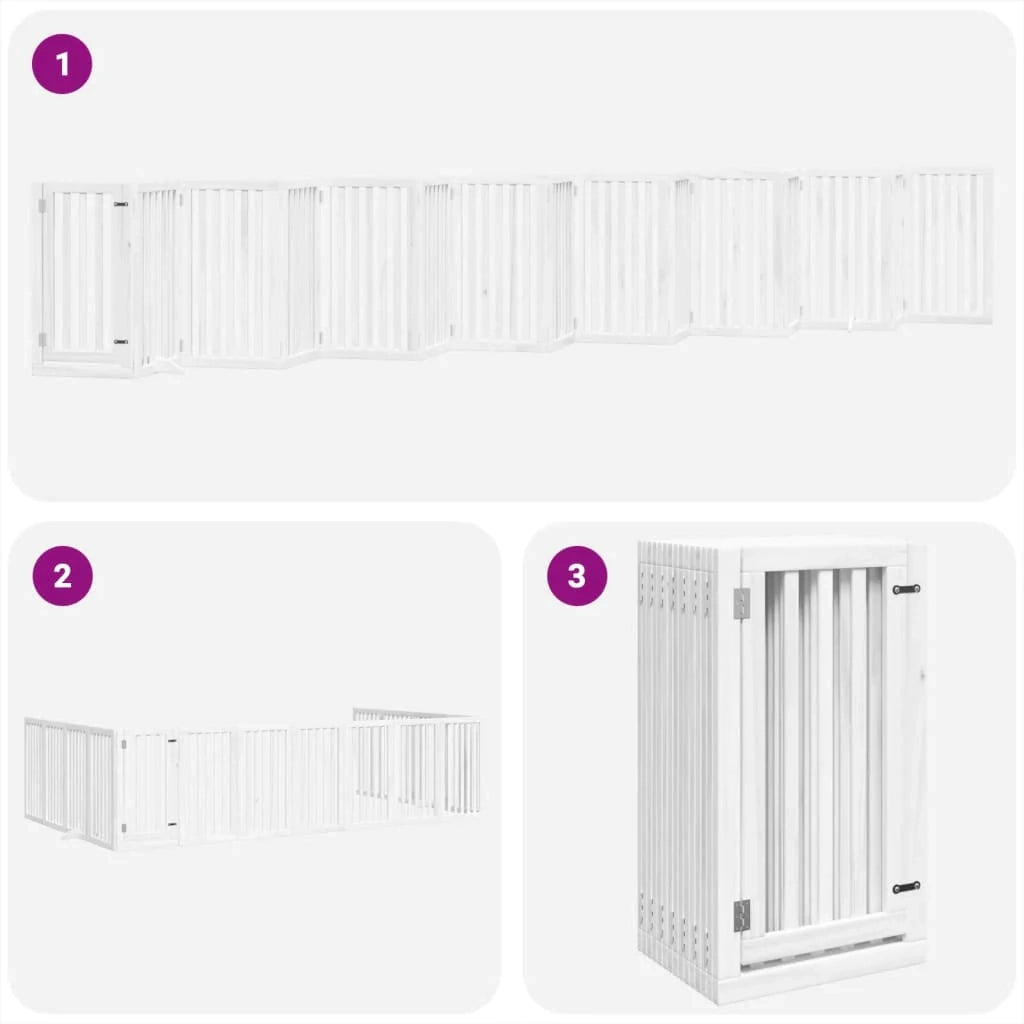 Cancelletto di sicurezza per animali domestici porta pieghevole 15 pannelli legno di pioppo bianco 02_0023201