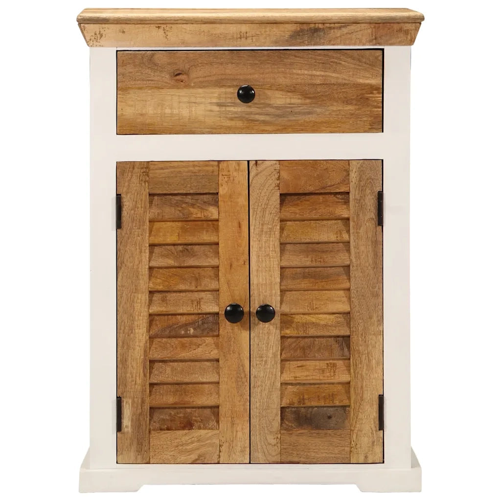 Credenza | Madia | Buffet da pranzo | Armadio da pranzo Bianca e Marrone 55x30x73 cm Massello di Mango Grezzo