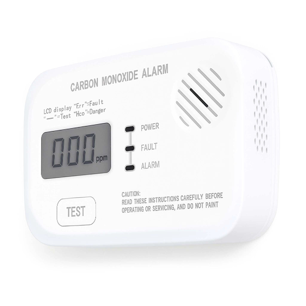 Set 2x Rilevatore monossido di carbonio con display 120 x 74 x 31 mm, allarme CO con batterie sostituibili incluse