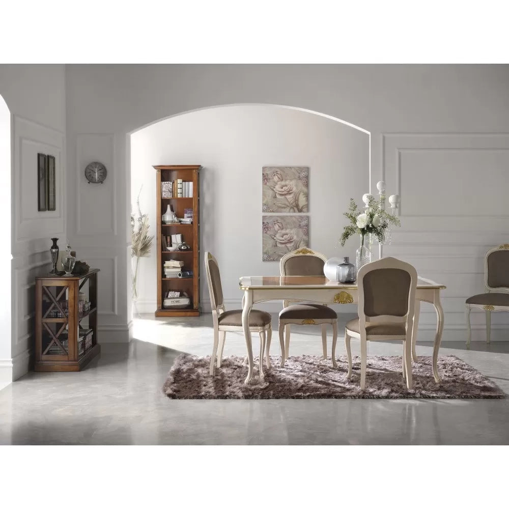 Tavolo rettangolare allungabile legno shabby decori oro 180x100x78 - Mobili 2G