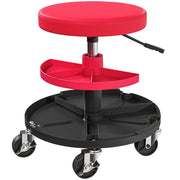 Sgabello da Officina Altezza 40-51 cm con Ruote Capacità fino a 135 kg con Vassoi Porta Utensili in Acciaio e Pelle