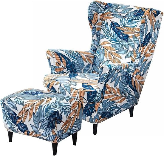 Protezione per poltrone 2 pezzi con coperchio ottomano - Coprimobile per poltrone - Coperchio flessibile blu per poltrone - Protezione per camera da letto e hotel - Coperchio lavabile in tessuto di spandex.
