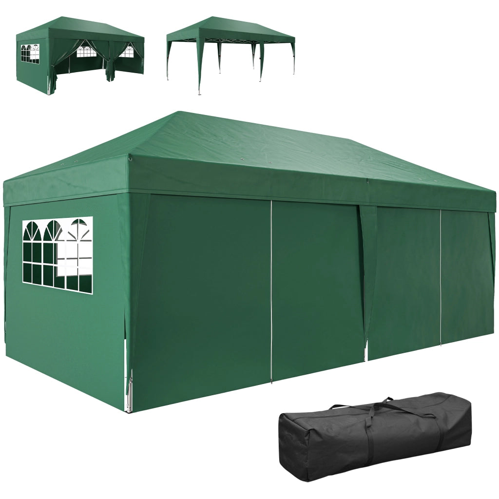 Pavillon 6x3 m ¨C zephmum ¨C Pop-up, con Finestre, Porta con Zip, UV Resistente, Grigio