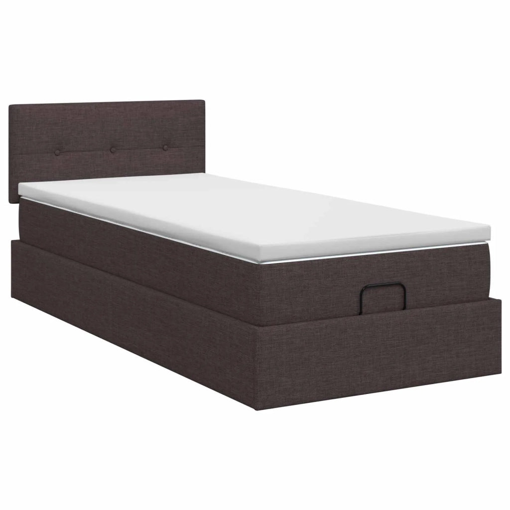 Letto ottomano con materasso Marrone Scuro 100 x 200 cm Tessuto 3456305
