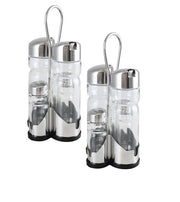 MAURY'S SET 2 MENAGE DA TAVOLA 4PZ INOX SALE PEPE OLIO ACETO CON VERSATORE