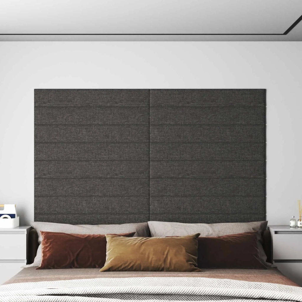 Testiera | Testata da Parete 12 pcs Grigio scuro 90 x 15 cm Tessuto