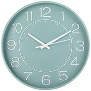 Orologio da parete silenzioso senza tic, decorazione da parete rotonda, 25,4 cm, per soggiorno, cucina, ufficio (verde-bianco)