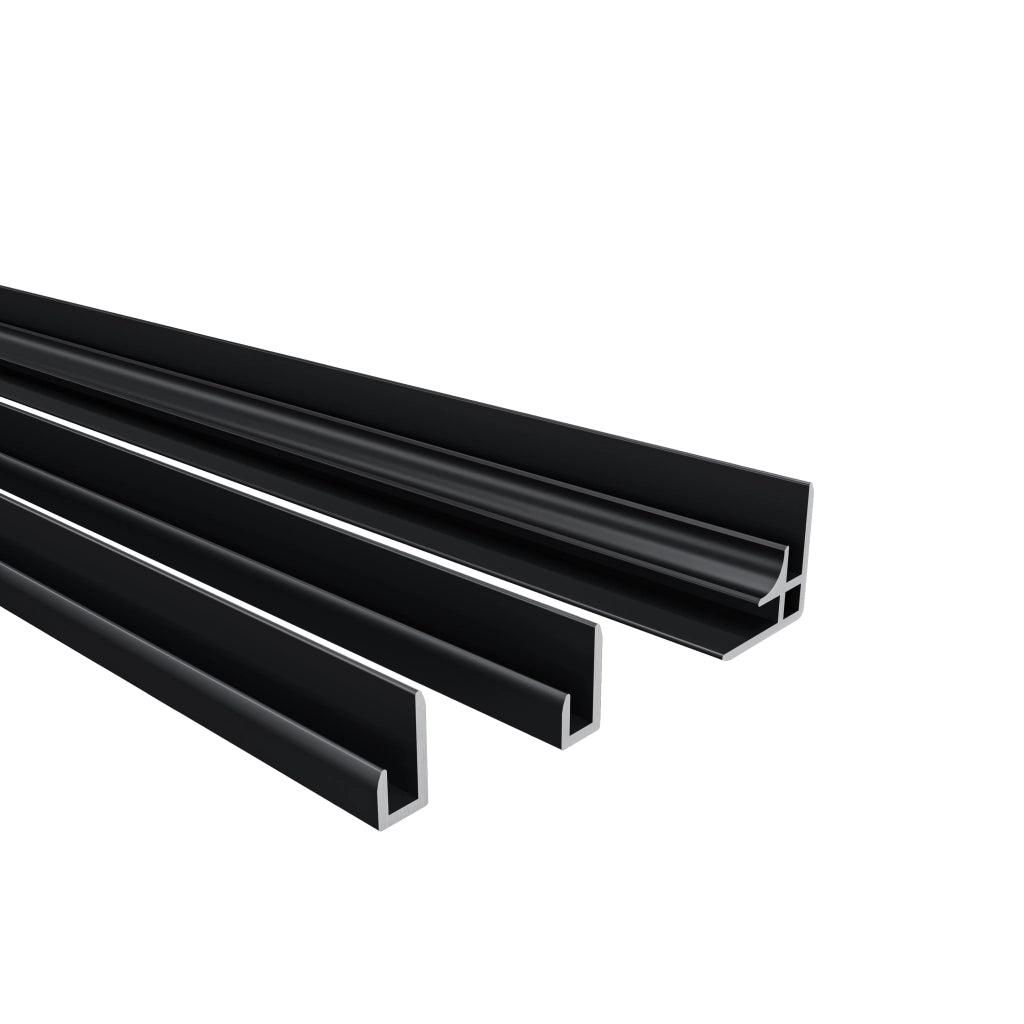 H.210 cm Pannello Doccia ad Angolo 100x120 cm Realizzato in Alluminio da 3 mm con Profili Finitura Nero Opaco per Rivestimento Parete Bagno