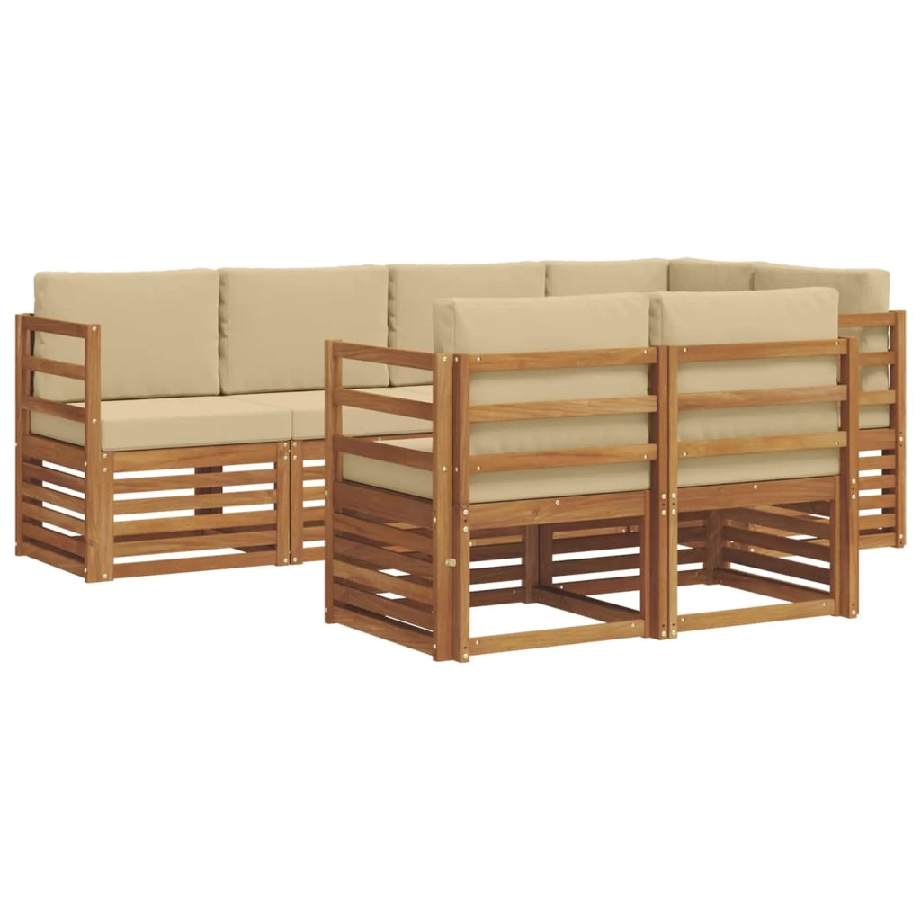 Set divano sezionale con cuscino 7 pcs Naturale e Beige 3374953