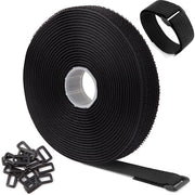 Cintura per cavi 5 m x 2,5 cm - Cintura per cavi - Chiusura automatica - Lunghezza di taglio libera - Nero - Per uso domestico - Cinture per cavi