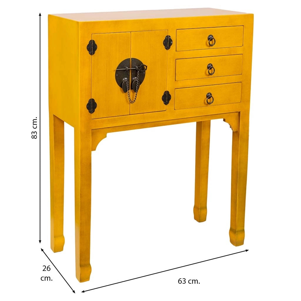 Mobile da ingresso in legno con 3 cassetti e 2 porte 63x26x83