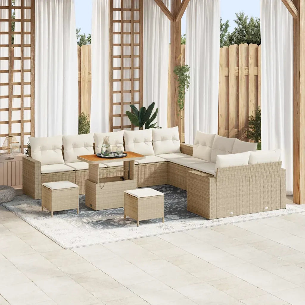 Set Divano da Giardino 17 pcs Beige e Crema polyrattan 3363626