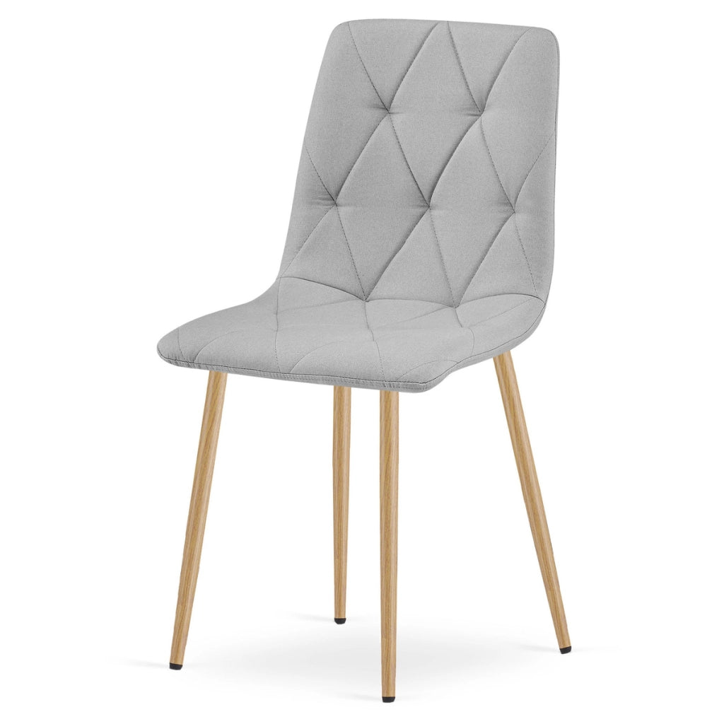 Set di 2 sedie Libra in tessuto grigio chiaro con gambe effetto legno