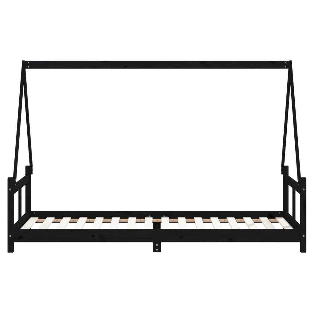Giroletto per Bambini Nero 80x200 cm in Legno Massello di Pino 834452
