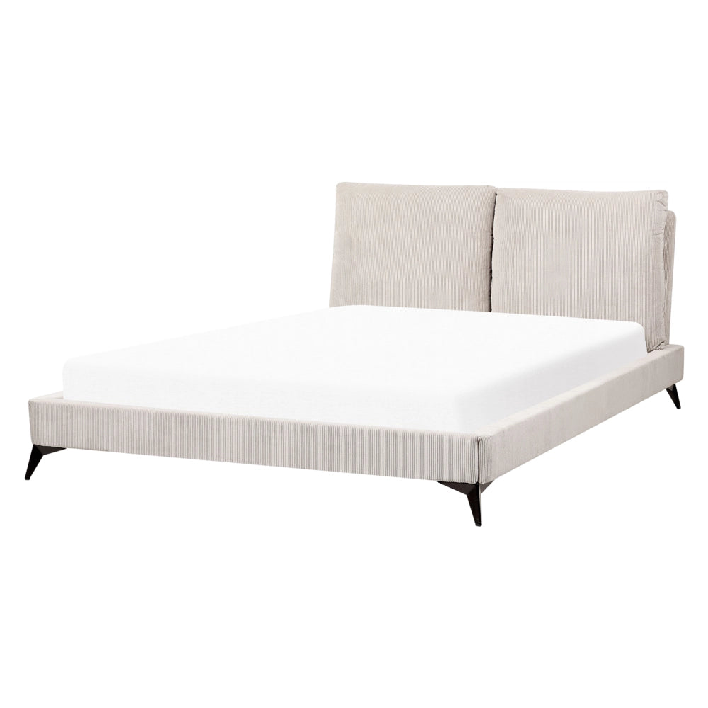 Letto imbottito moderno in velluto a coste beige 160 x 200 cm moderno elegante