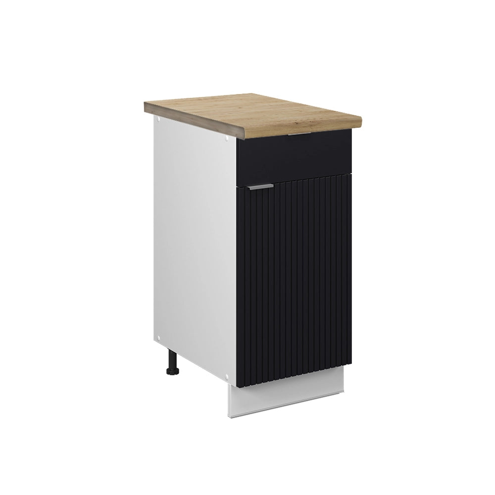 Mobiletto base per cucina Fame-Line Nero rigato/Bianco 40 cm, PL Rovere Vicco