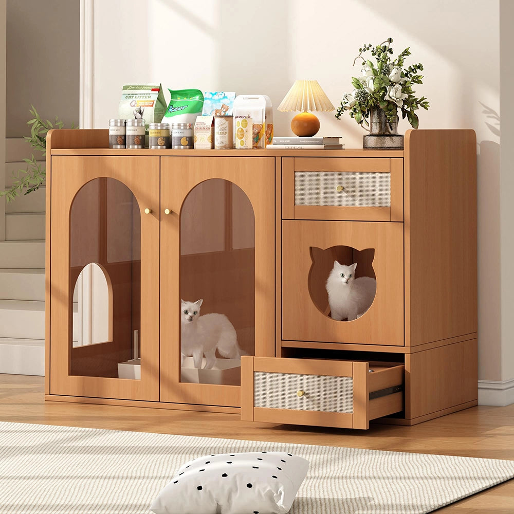 Casa gatti+lettiera - Xylo - 120x45x83cm noyer multifunzione