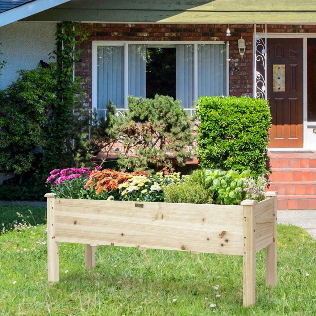 Fioriera rialzata in legno di abete, Kit di legno per giardino per verdure erbe e fiori 120x43,5x51cm-Fioriere