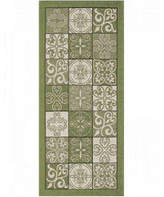 Tappeto disegno MAIOLICA VERDE decorazione piastrelle ceramica, tappetino bagno multiuso lavabile in lavatrice e anti-scivolo cm.55x80