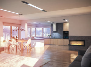 Camino a Bioetanolo da Incasso 120x45 cm Corner 1200 Left Sinistro Nero con Vetro