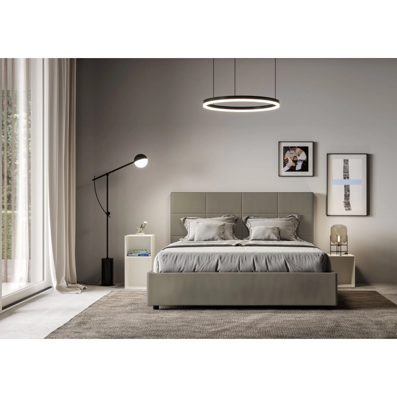 Letto imbottito Matrimoniale 160x190 cm Mika - Similpelle,Cappuccino,Contenitore