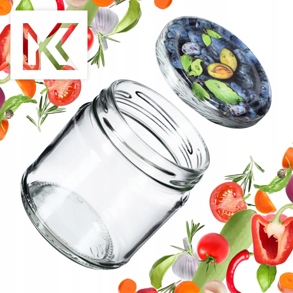 Barattoli per conserve KADAX Lerma 200 ml 50 pezzi 66 mm + coperchi "Prugne"