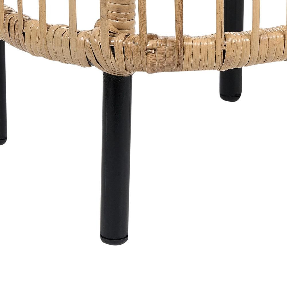 Set di 2 tavoli in rattan nero naturale fatti a mano resistenti ai raggi UV boho interno ed esterno stile boho