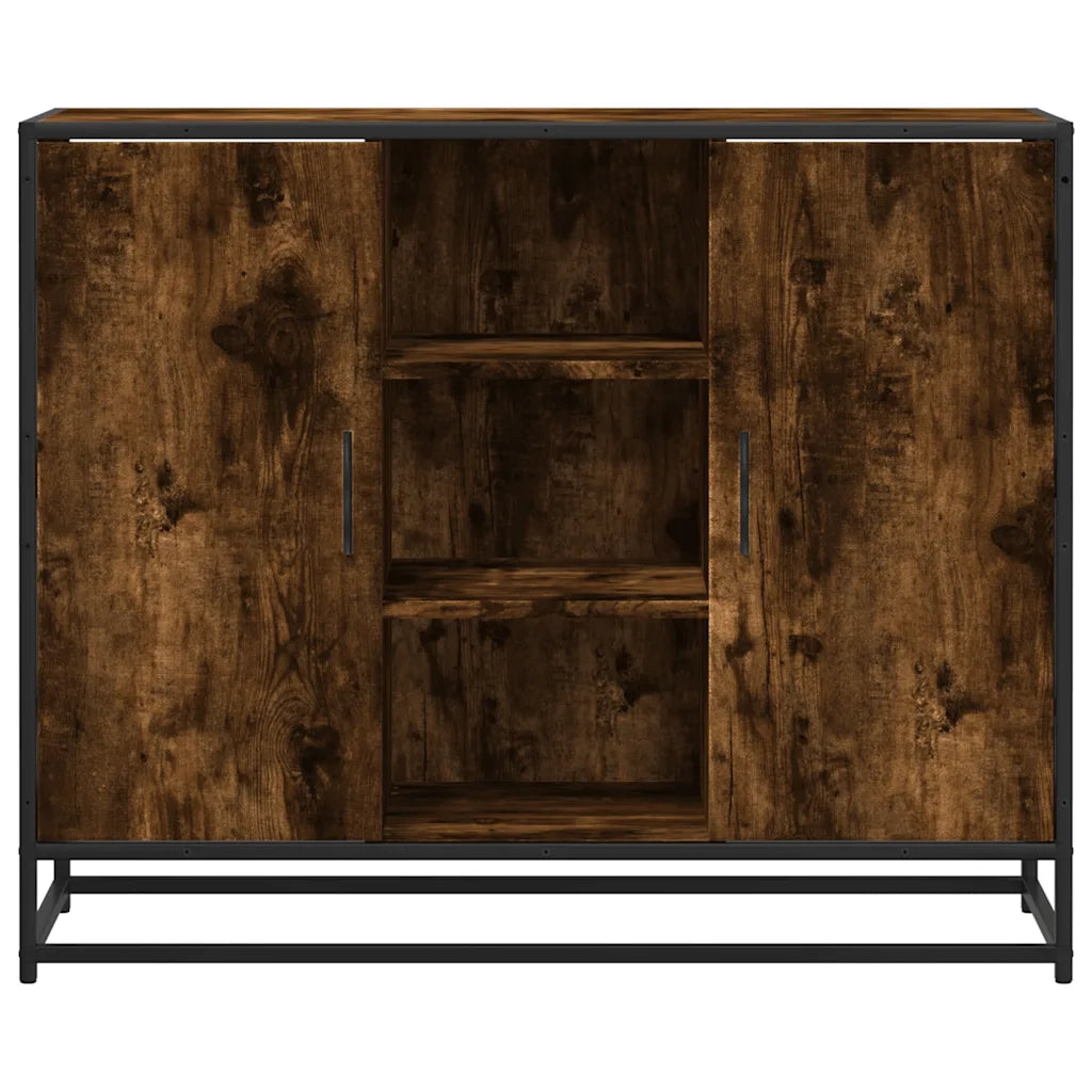 Credenza Rovere Fumo 92x35x76 cm in Legno Multistrato 849016