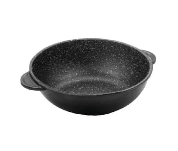 Tegame Wok in Alluminio Pressofuso con due Manici Delizia Pietra 32 cm