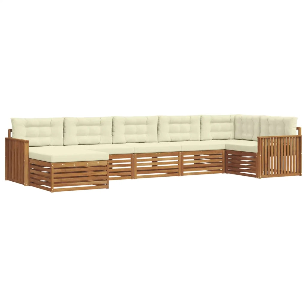 Set di divani da esterno con cuscino 7 pcs Naturale e Crema