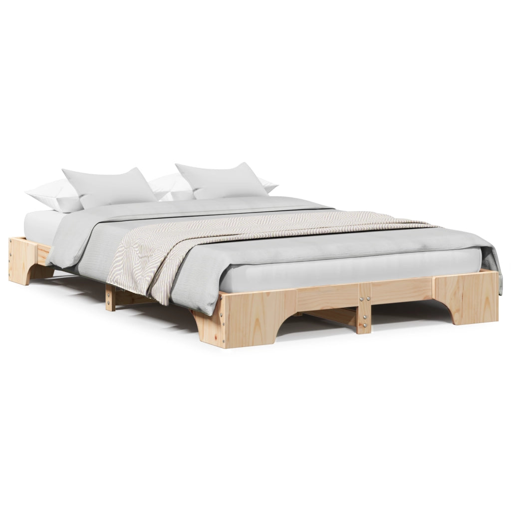 Struttura Letto Naturale Legno di pino massiccio 140 x 190 cm