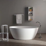 Vasca da bagno moderna freestandig in marmo resina ovale bianca 160cm Badok Lamap