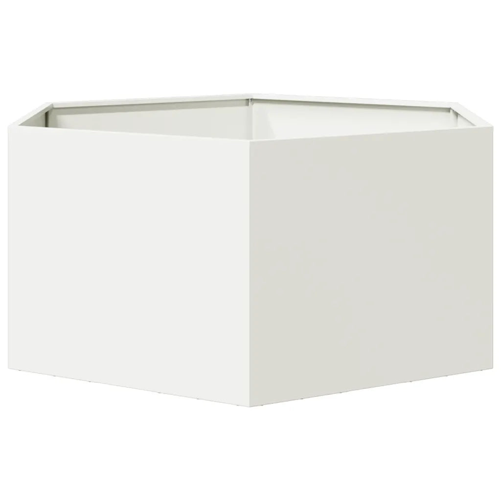 Fioriera da Giardino Bianca Esagono 104x90x45 cm in Acciaio