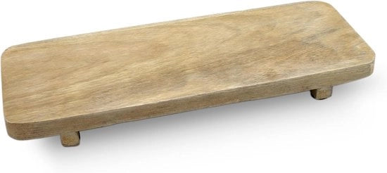 Tavolo di servizio in mango - naturale - 38 x 15 cm - tavolo da dessert su 2 gambe - tavolo di servizio per formaggi e salumi