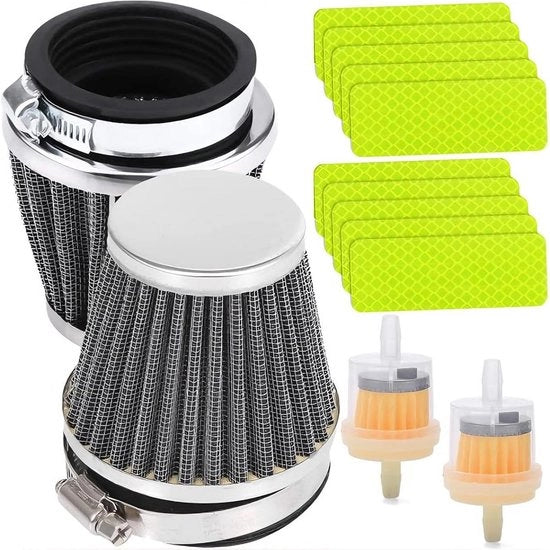 Filtro d'aria universale 60mm - filtro del motore aspirante per aspirapolvere - sostituzione 50cc-250cc - ATV/Scooter/Quad - inclusi filtri del carburante - 2 pezzi