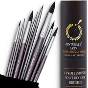 Set di pennelli a olio per professionisti, serie rotonda, 8 pennelli a olio, alta assorbimento e controllo dell'acqua per flusso di colore costante, pennello a olio per artisti, a olio