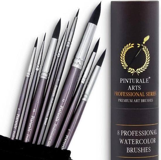 Set di pennelli a olio per professionisti, serie rotonda, 8 pennelli a olio, alta assorbimento e controllo dell'acqua per flusso di colore costante, pennello a olio per artisti, a olio