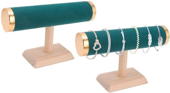 Organizzatore di gioielli a barra T - Porta bracciale - Organizzatore di gioielli - Raccoglitore di gioielli - Multifunzionale - Legno compresso, pelle sintetica - Standard di gioielli