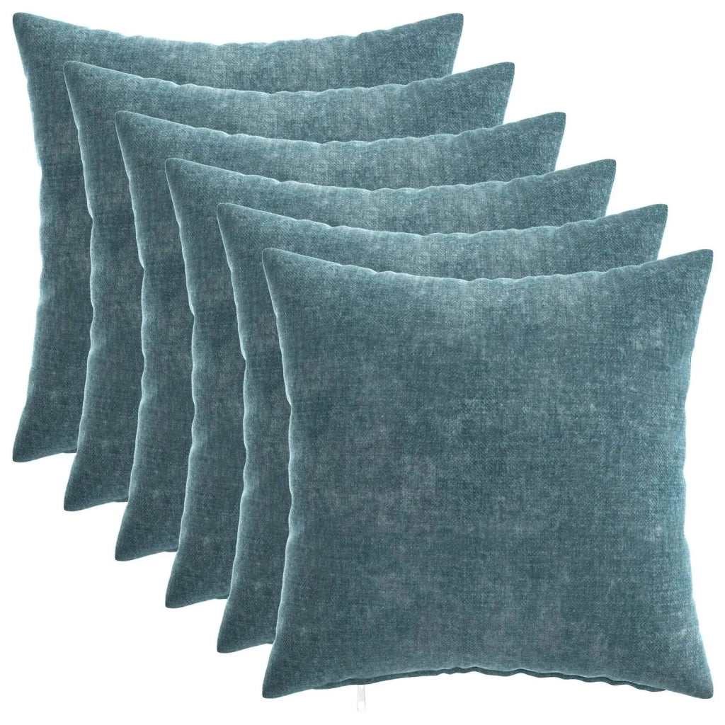 Federa 6 pcs HEERLEN Blu 40 x 40 cm Tessuto Chenille 908510