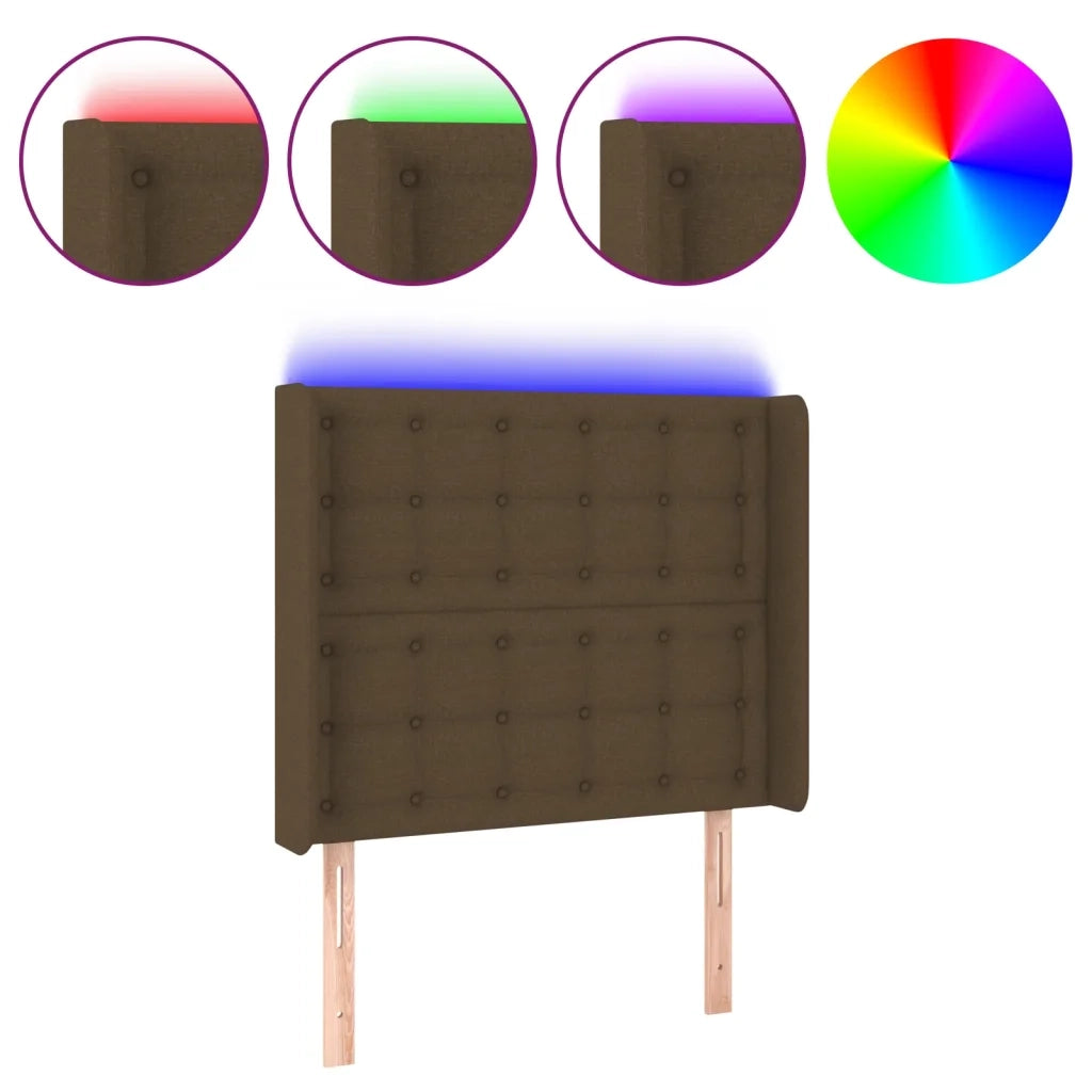 Testiera | Testata a LED Marrone Scuro 103x16x118/128 cm in Tessuto