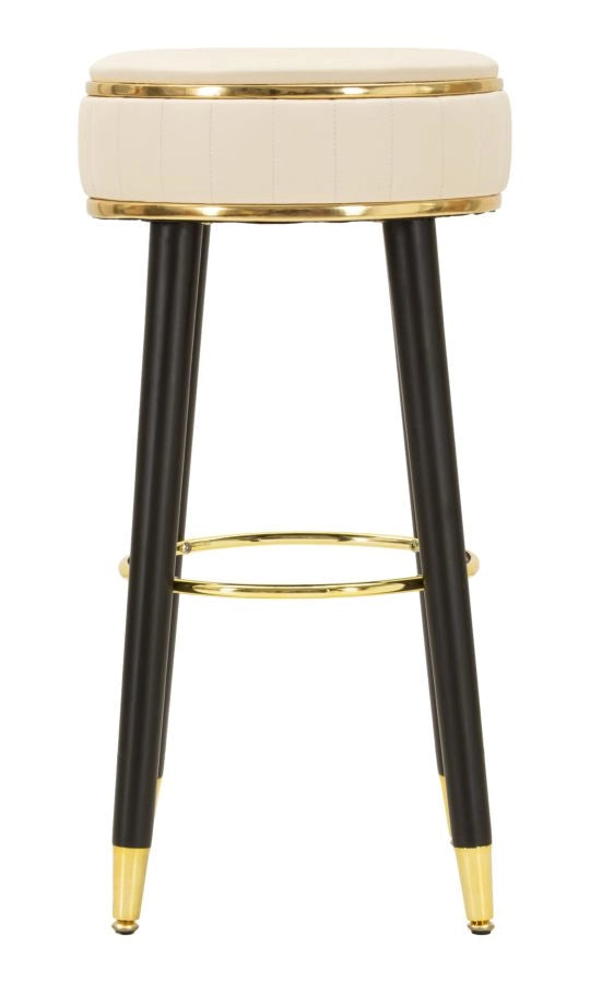 Sgabello Bar London Crema 37x38x74 cm in Pino e MDF e Spugna e Metallo e PU