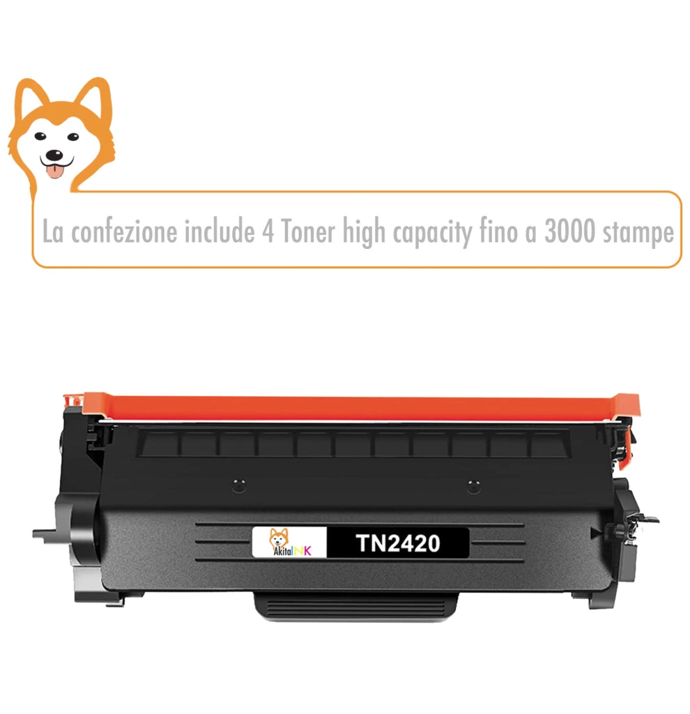 Akitaink Toner TN2420 compatibile Brother | 4 pz 3000 stampe